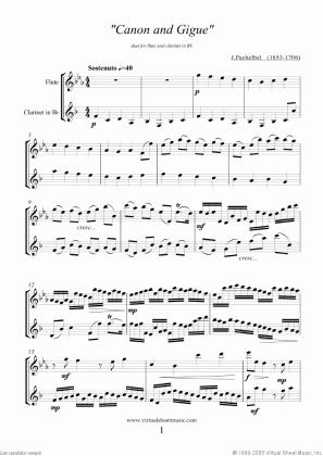 pachelbel canon in d sheet music for flute and clarinet pdf medium