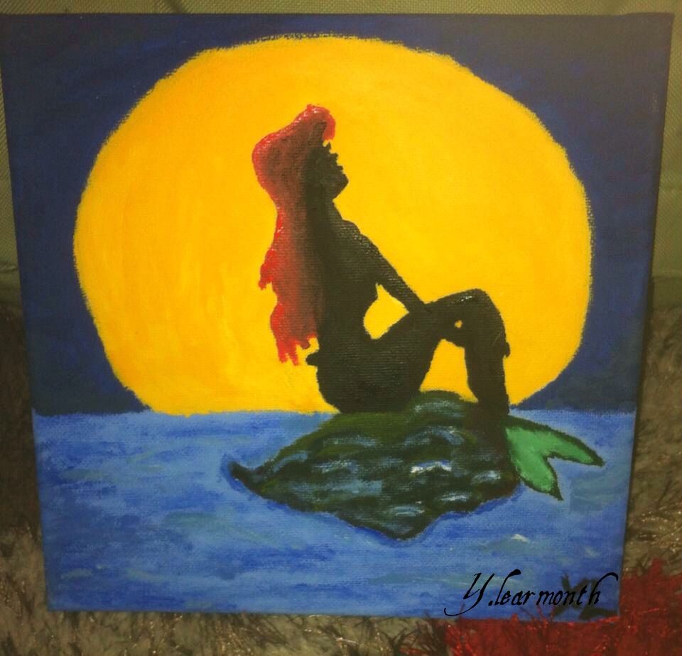 ariel sitting on a rock painting the little mermaid crafting ways medium