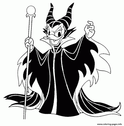 daisy duck as maleficent disney halloween coloring pages printable medium