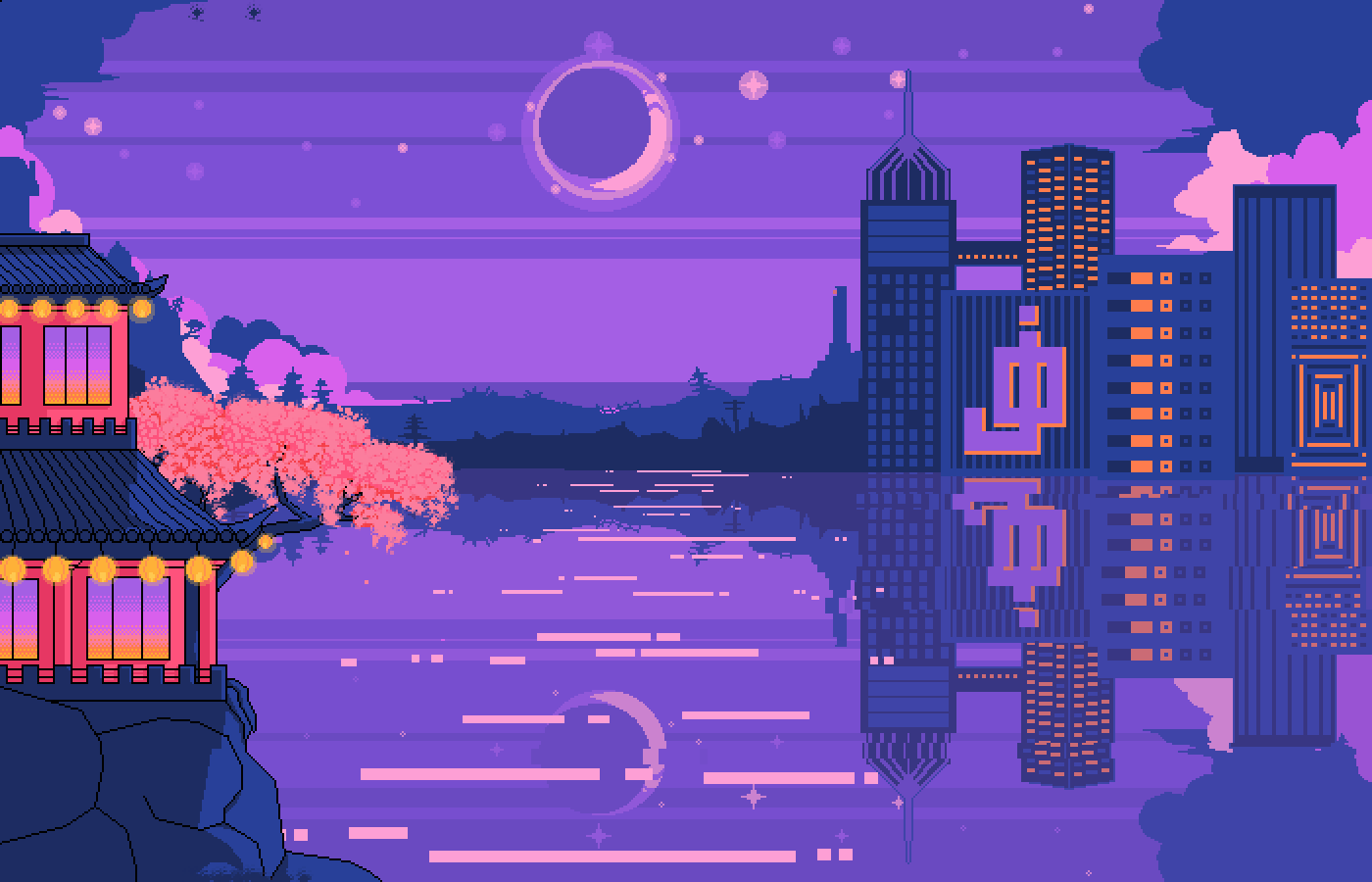 sometimes i just wanna be away from the city enjoy breeze and watch it afar pixel art desktop wallpaper cool pictures of cherry blossoms medium