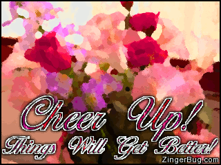 cheer up water color flowers glitter graphic greeting comment small