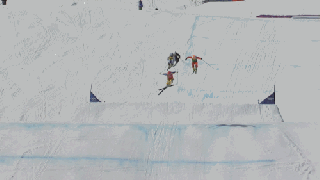 gif and pic ski cross race ends with one hell of a three small