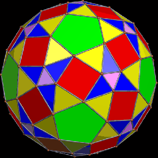 an attempt to blend five snub cubes with one snub dodecahedron small