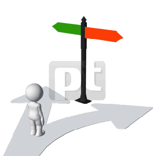 stickman standing at a crossroad animated clipart powerpoint small