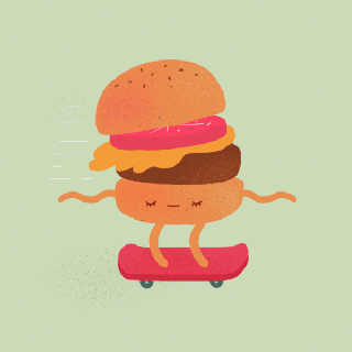 animation cute illustration skate skateboard burger small