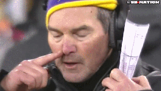 vikings coach mike zimmer fired a snot rocket on sunday small