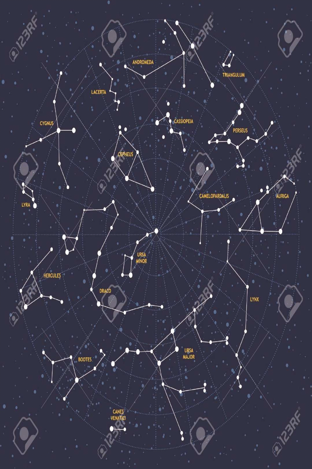 vector sky map constellations stars andromedalacerta small