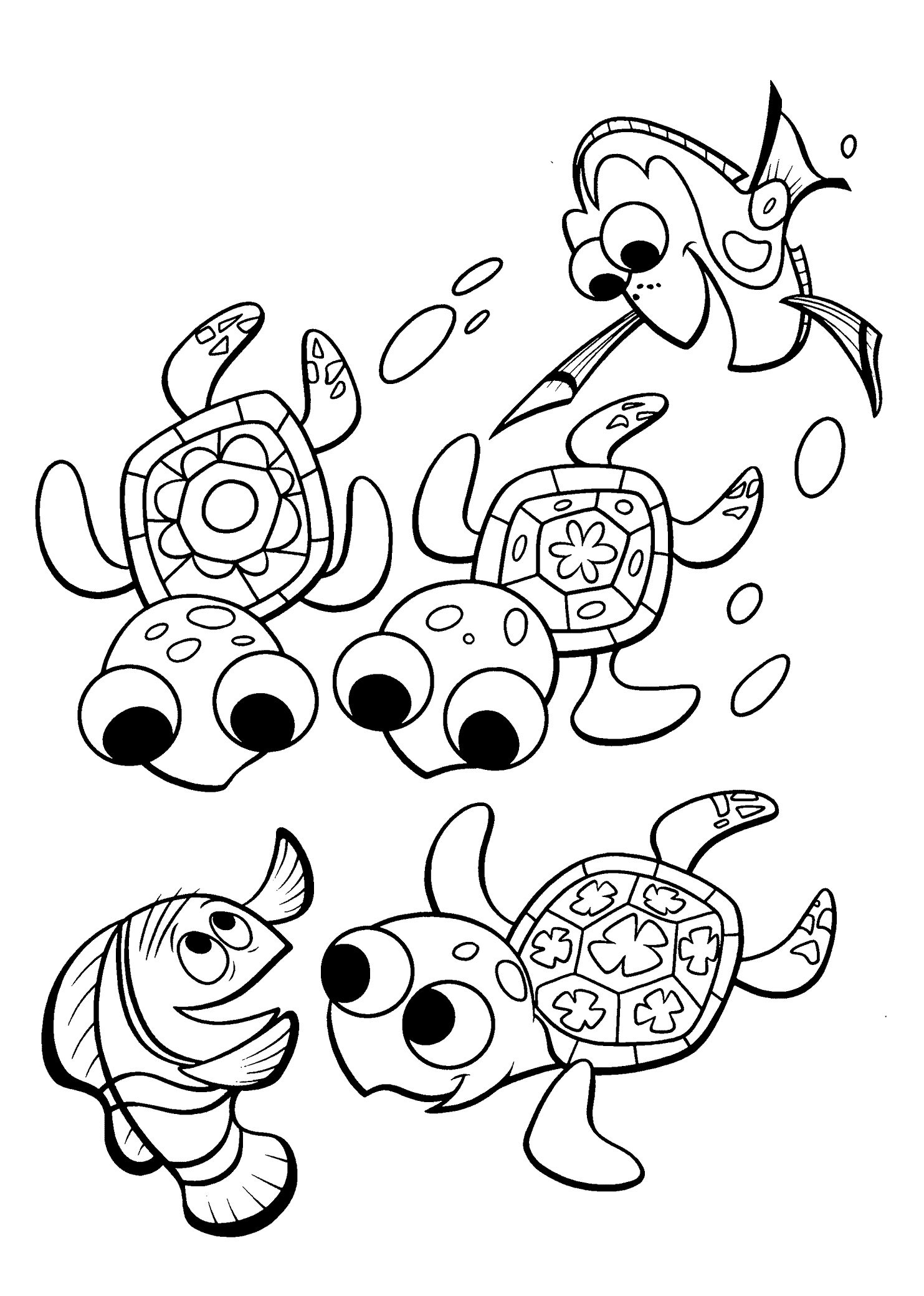 finding nemo coloring pages turtles for kids printable free small