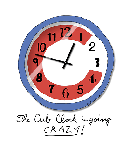 here comes jorge soler the cub clock is going crazy cubby blue small