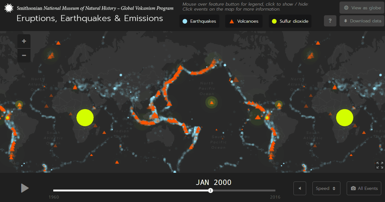 eruptions earthquakes emissions vivid maps small
