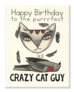 happy birthday crazy cat guy card cat people press small
