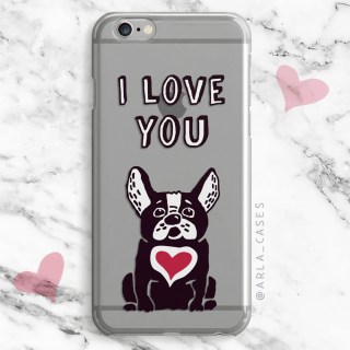 i love you bulldog with heart clear tpu phone case cover arla small