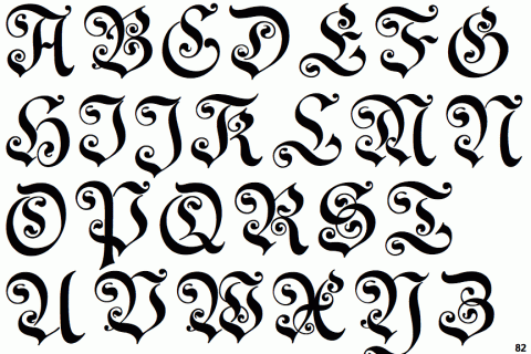 identifont gothic initials one small