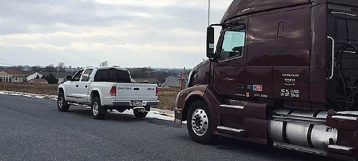watch this little old pickup truck rescue a big rig small