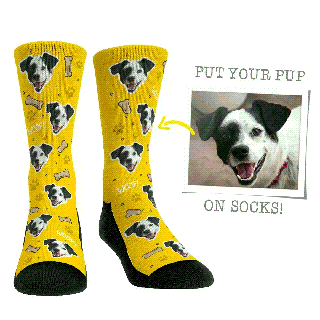 custom face socks dog rock em graphic valentine small