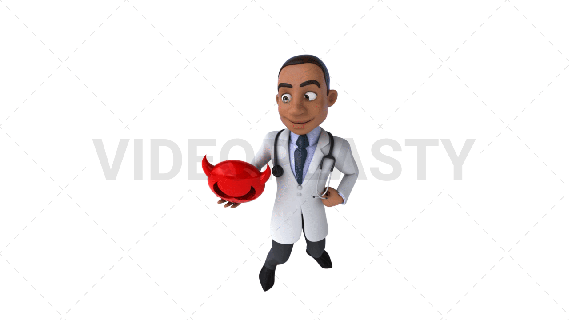 3d black male doctor showing a red devil emoji stock gifs videoplasty running gif