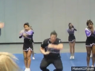 fat male cheerleader dances on make a gif small