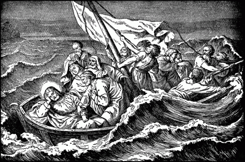 jesus sleeps through a storm at sea clipart etc small