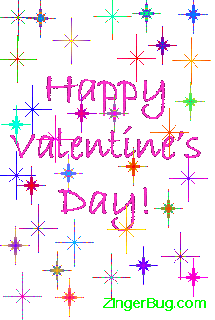happy valentine s day colorful stars on a clear background glitter small
