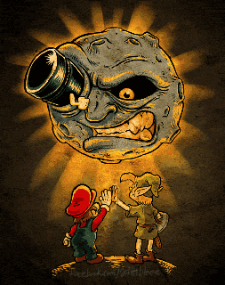 mario and link team up to send bullet bill into the moon small