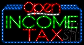 income tax open animated led sign income tax service led small