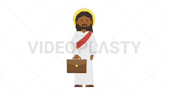 black jesus waving with briefcase religious moving background