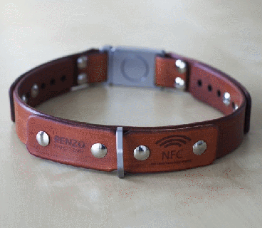 alu leather dog collar w nfc cool wearable small