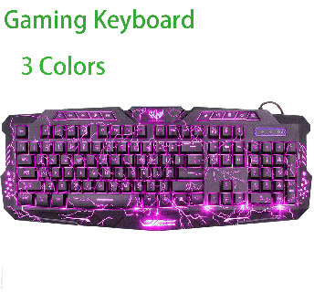 gaming keyboard crack backlit 3 colors for pc games holograpic trash can small