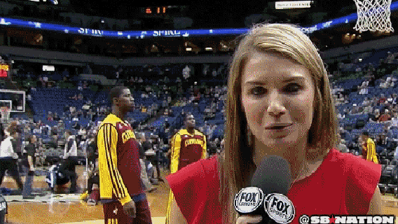 cavs sideline reporter hit in head with ball is a pro small