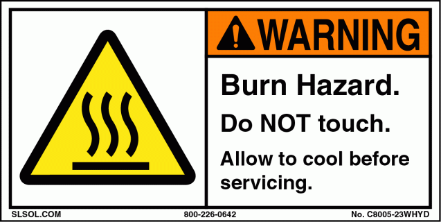 warning burn hazard small