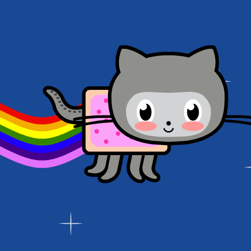 super cute octocat nyancat gif rainbow hearts just exploded out of small