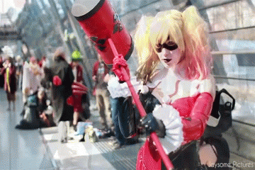 animated harley quinn cosplay gif from batman by k a n a on small