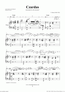 monti czardas easy gypsy airs sheet music for cello and piano small