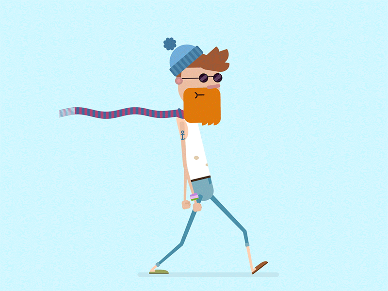 hipster walk animation characters and 2d small