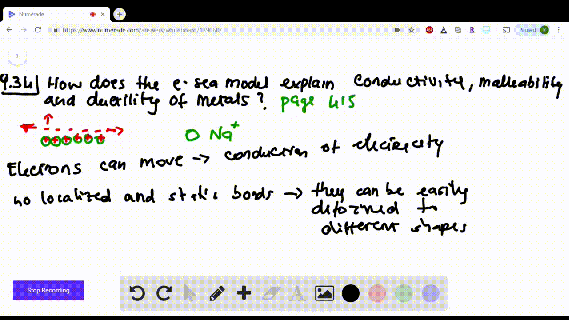 solved how does the electron sea model explain conductivity of metals malleability and ductility nacl ionic bond small