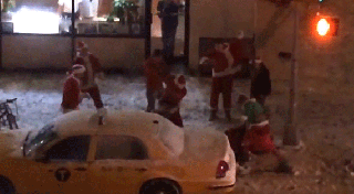 street fighting santas brawl in new york after santacon 2013 earn
