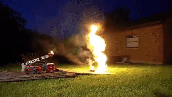 a remote controlled flamethrower firetruck wreaks havoc on fireworks small